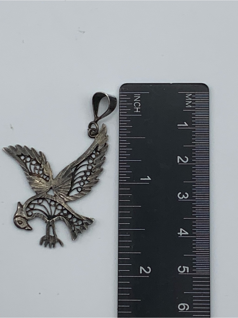 Vintage 925 Sterling Silver Eagle Filigree Pendant Turkey 2.57g - Picture 5 of 7